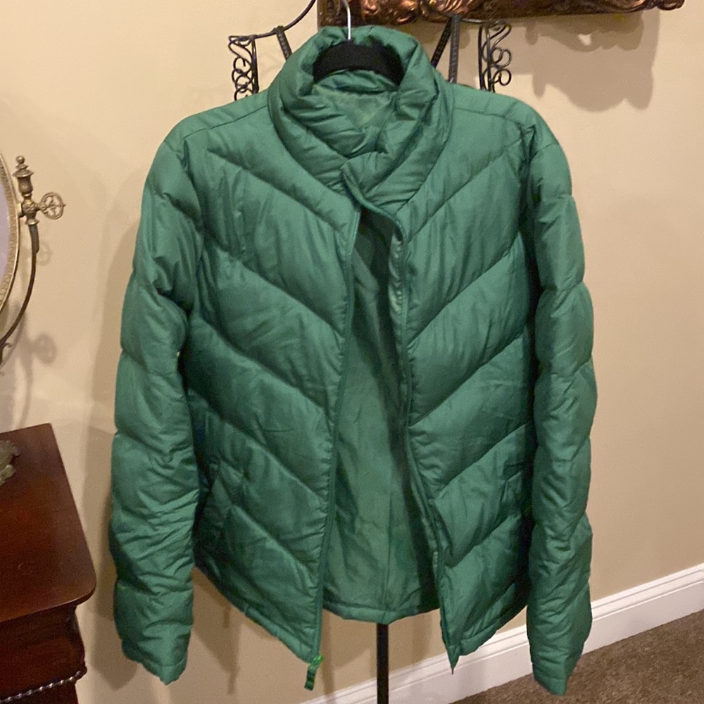 Lands end green puffer jacket size large